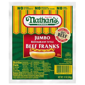 Nathan's Jumbo Hot Dogs, Restaurant Style Beef Franks
