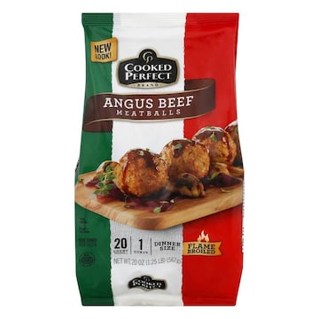 Cooked Perfect Meatballs, Angus Beef, Dinner Size