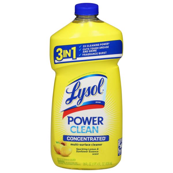 Lysol Multi-Surface Cleaner, Concentrated, Power Clean, Sparkling Lemon ...