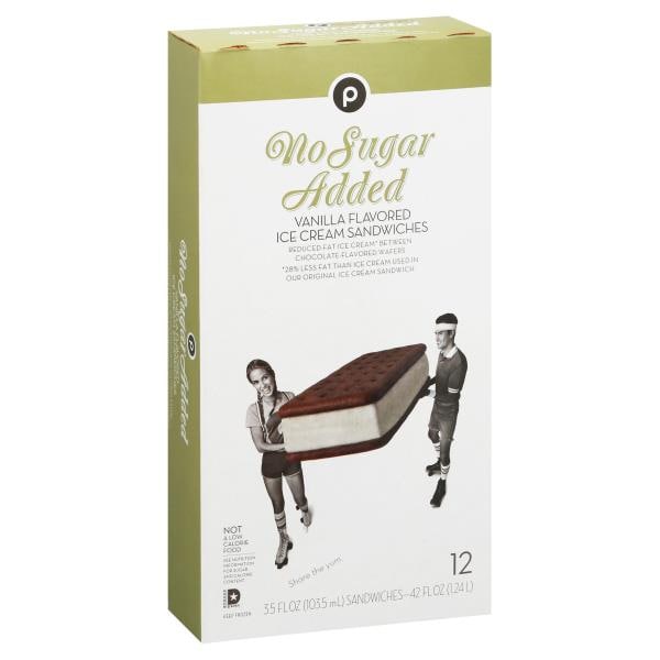 Publix Ice Cream Sandwiches, No Sugar Added, Vanilla Flavored Publix