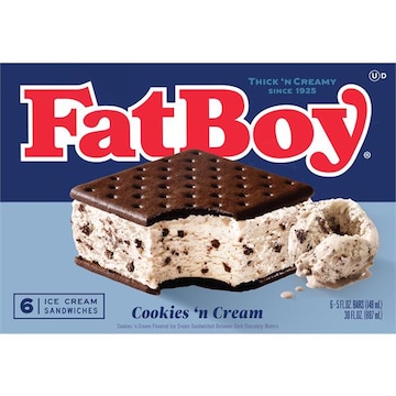 FatBoy FatBoy Ice Cream Sandwich Cookies 'n Cream - 6 CT