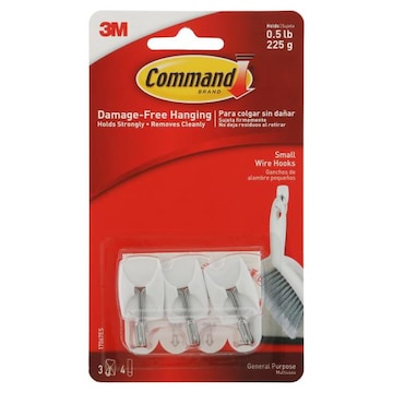 Command Wire Hooks Small, up to 0.5 Lb - White3 Ct Package