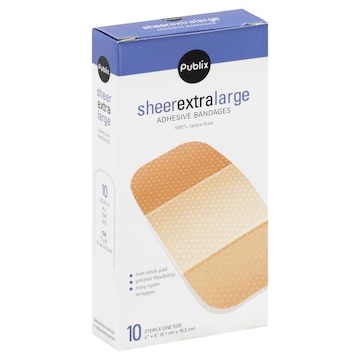 Publix Bandages, Adhesive, Sheer Extra Large, One Size