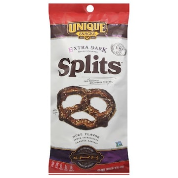 Unique Snacks Pretzels, Extra Dark, Splits