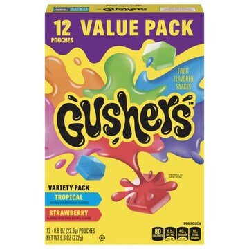 Gushers Strawberry/Tropical Fruit Flavored Snacks Variety Pack Value Pack