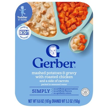 Gerber Toddler (12+ Months) Mashed Potatoes & Gravy with Roasted Chicken and a Side of Carrots