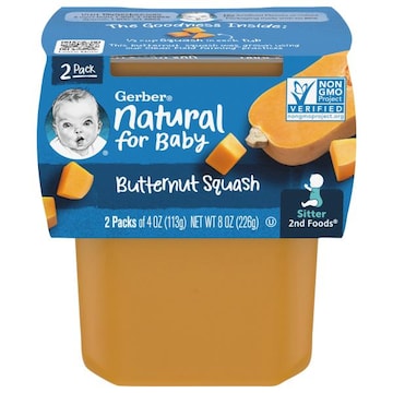 Gerber Natural for Baby Butternut Squash, Sitter 2nd Foods, 2 Pack