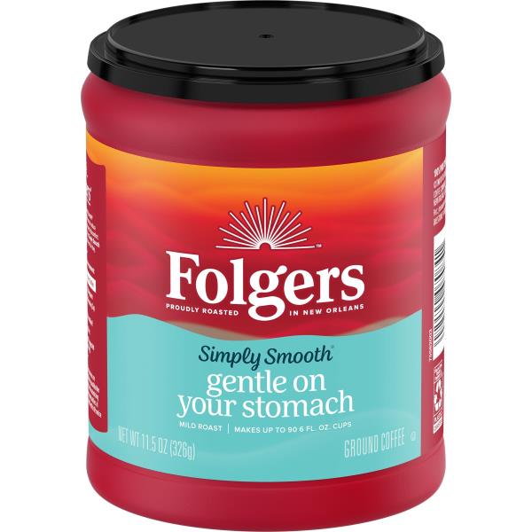 Folgers Simply Smooth Coffee, Ground, Mild Roast, Gentle on your