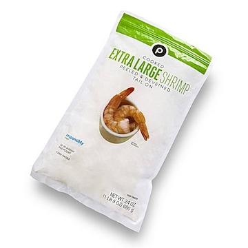 Publix Cooked Shrimp, Extra Lrg, Peeled & Deveined, 26/30 Shrimp/Lb,Tail On