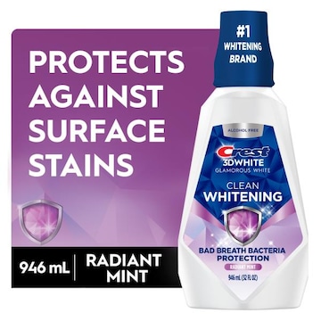 Crest 3D White Clean Whitening Mouthwash/Mouth Rinse, Alcohol-Free, Arctic Mint Flavor, 946 mL (32 fl oz)