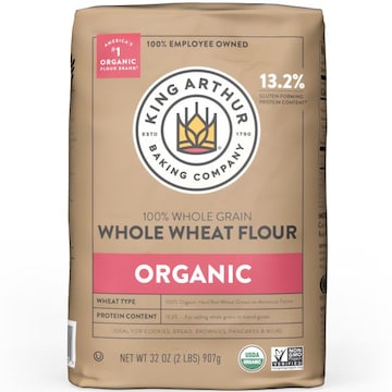 King Arthur Baking Company 100% Organic Whole Wheat Flour, 100% Whole Grain, Non-GMO Project Verified, 2 Lbs