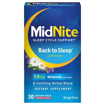 MidNite Tablets Low Dose Cherry Flavor 1.5 mg Sleep Cycle Support