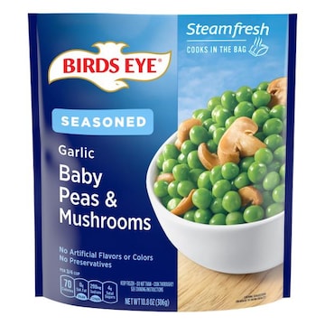 Birds Eye Steamfresh Baby Peas & Mushrooms, Seasoned, Garlic