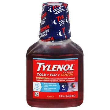 Tylenol Cold + Flu + Cough, Night, Wild Berry Burst, Adult