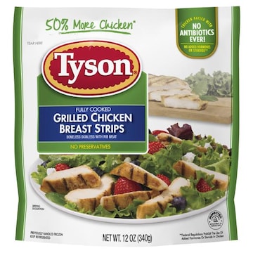 Tyson Fully Cooked Grilled Chicken Breast Strips, 12 oz. (Refrigerated)