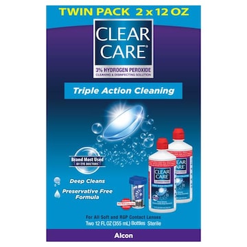 Clear Care Triple Action Cleaning & Disinfecting Solution Twin Pack