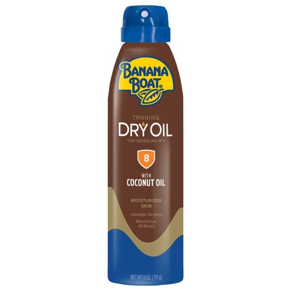 Banana Boat Suncreen Spray, Clear, Dry Oil, Tanning, SPF 8 Publix