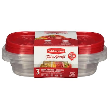 Rubbermaid TakeAlongs Divided Rectangles, 3.7 Cups