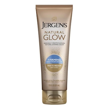 Jergens Natural Glow,  +Firming Natural Glow Self Tanner, Sunless Tanning Lotion for Fair to Medium Skin Tone