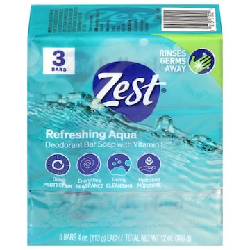 Zest Refreshing Aqua Deodorant Bar Soap with Vitamin E