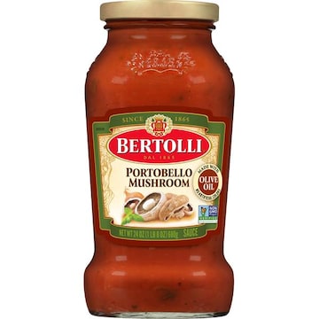 Bertolli Portobello Mushroom Sauce, Authentic Tuscan Style Pasta Sauce Made with Vine-Ripened Tomatoes, Onions, Garlic and Olive Oil, 24 OZ