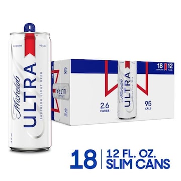 Michelob Ultra American Lager Light Beer, 18 Pack Beer, 12 FL OZ Cans, 4.2% ABV