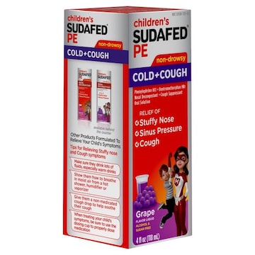 Sudafed Cold+Cough, Grape Flavor Liquid, Non-Drowsy
