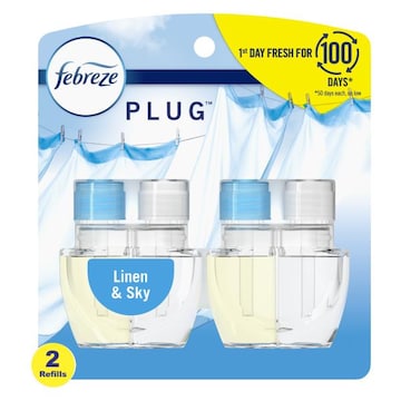 Febreze Plug Air Freshener, Linen & Sky, (2) .87 oz Oil Refills