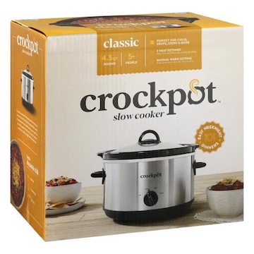 Crock Pot Slow Cooker, Classic, Round, 4.5 Quart
