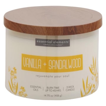 Essential Elements Candle, Vanilla + Sandalwood
