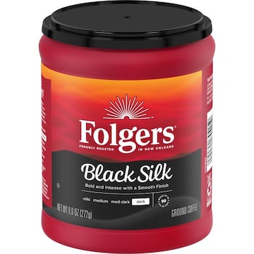 Folgers Black Silk Ground Coffee, Smooth Dark Roast Coffee
