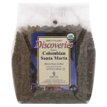 First Colony Discoveries Coffee, Organic, Whole Bean, Colombian Santa Marta