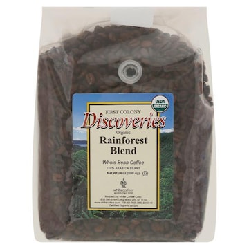 First Colony Discoveries Coffee, Organic, Whole Bean, Rainforest Blend