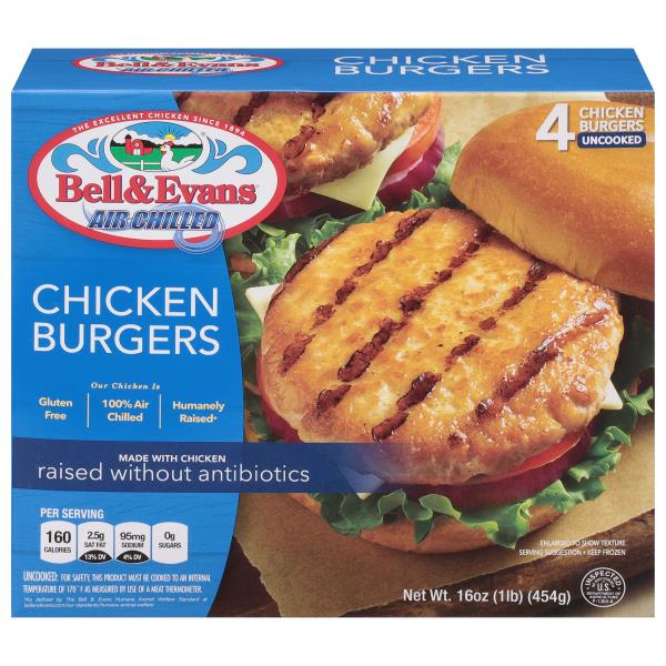 Bell & Evans Chicken Burgers, Air Chilled Publix Super Markets