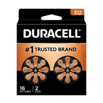 Duracell Size 312 Hearing Aid Batteries, 16/Pack