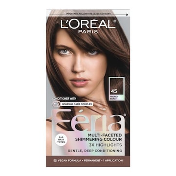 L'Oreal Paris Feria Shimmering Permanent Hair Color 45 French Roast (Deep Bronzed Brown)