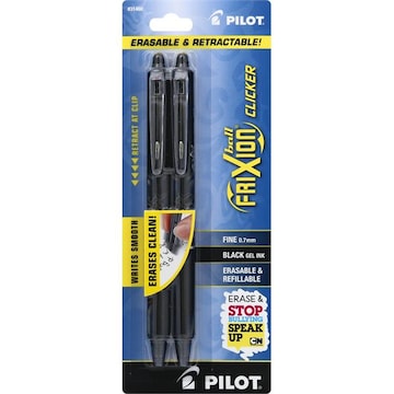 Pilot FriXion Ball Pens, Clicker, Black Gel Ink, Fine 0.7mm