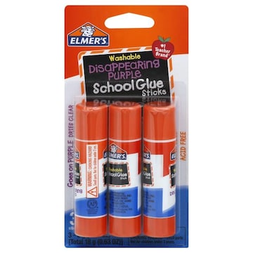 Elmer's School Glue Sticks, Disappearing Purple, Washable