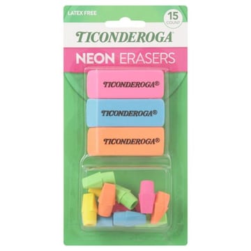 Ticonderoga Erasers, Latex Free, Neon