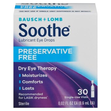 Bausch + Lomb Soothe Lubricant Eye Drops, Preservative Free