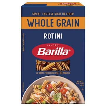Barilla Whole Grain Rotini - Non-GMO Pasta Made With 100% Whole Grain Durum Wheat - Great Source of Fiber