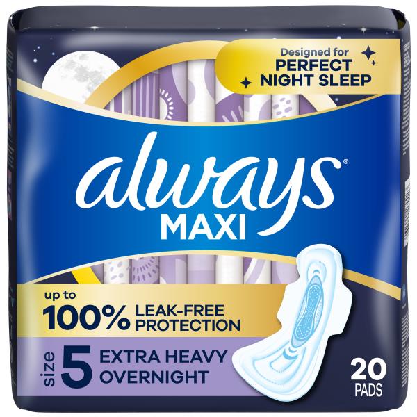 Always Maxi Overnight Pads with Wings, Size 5, 20 Publix Super Markets