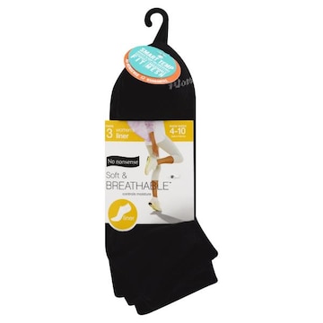 No Nonsense Soft & Breathable Socks, Liner, Black, 4-10, Women's