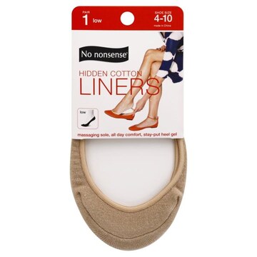 No Nonsense Liners, Hidden Cotton, Nude, Low, 4-10