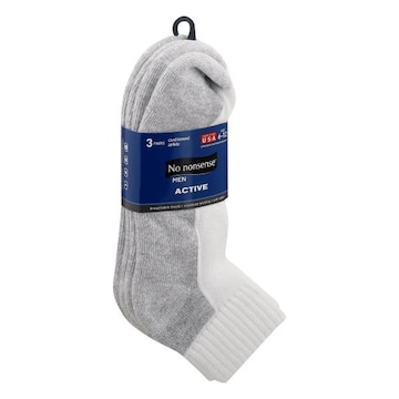 No Nonsense Active Socks, White, Cushioned Ankle, Size 6-12, Men