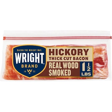 Wright Brand Hickory Real Wood Smoked Thick Cut Bacon, Stack Pack