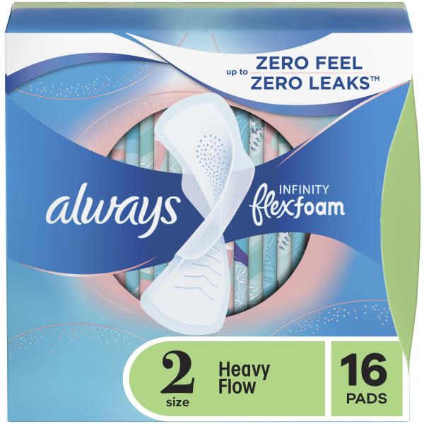 Always Infinity Flexfoam Pads, with FlexiWings, Heavy Flow, Size 2