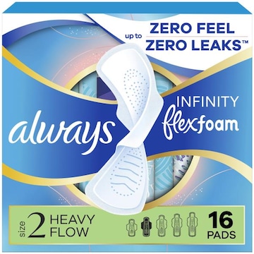 Always Infinity Pads, Size 2, Heavy, with Wings, 16 CT