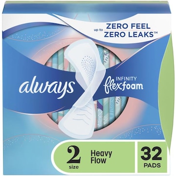 Always Infinity Pads, Size 2, Heavy, with Wings, 32 CT