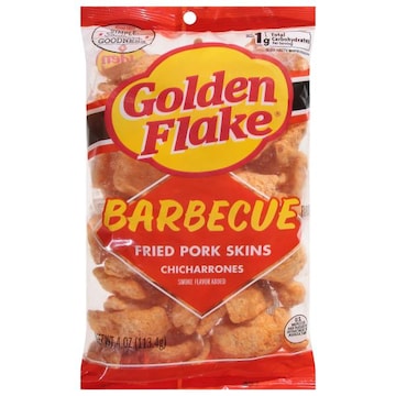 Golden Flake Chicharrones, Barbecue Flavored, Fried Pork Skins